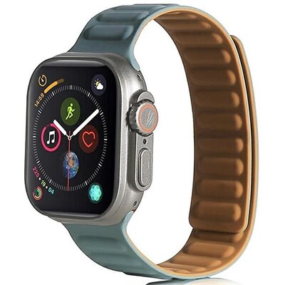 Pótszíj (egyedi méret, szilikon, bőr hatású, 3D minta, mágneses zár) ZÖLD [Apple Watch Series 2 38mm, Apple Watch Series 3 38mm, Apple Watch Series SE 2 40mm, Apple Watch Series 7 41mm]