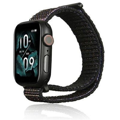 Pótszíj (egyedi méret, nylon, tépőzáras, légáteresztő) FEKETE [Apple Watch Series 2 38mm, Apple Watch Series 3 38mm, Apple Watch Series SE 2 40mm, Apple Watch Series 7 41mm, Apple Watch Series 1 38mm]