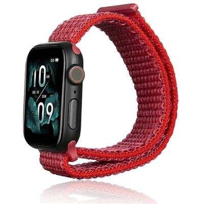 Pótszíj (egyedi méret, nylon, tépőzáras, légáteresztő) PIROS [Apple Watch Series 1 42mm, Apple Watch Series 2 42mm, Apple Watch Series SE 2 44mm, Apple Watch Ultra 49mm, Apple Watch Series 7 45mm]