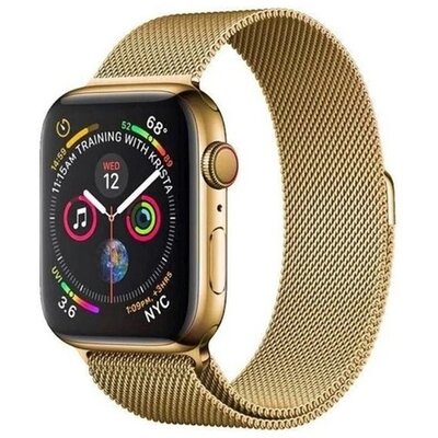 Pótszíj (egyedi méret, fém, milánói szíj, mágneses zár) ARANY [Apple Watch Series 8 45mm, Apple Watch Series 7 45mm]