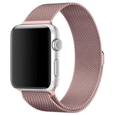 Pótszíj (egyedi méret, fém, milánói szíj, mágneses zár) RÓZSASZÍN [Apple Watch Series 8 45mm, Apple Watch Series 7 45mm]