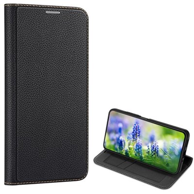 DUX DUCIS SKIN X2 tok álló, bőr hatású (FLIP, közepesen ütésálló, oldalra nyíló, asztali tartó, prémium) FEKETE [Xiaomi Poco X5 5G, Xiaomi Redmi Note 12 5G]