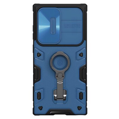 NILLKIN CAMSHIELD ARMOR PRO defender műanyag telefonvédő (szilikon belső, közepesen ütésálló, telefontartó gyűrű) KÉK [Samsung Galaxy S23 Ultra (SM-S918)]