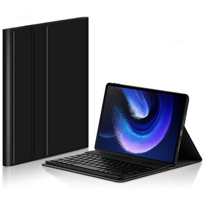 Tok álló, bőr hatású (FLIP, bluetooth billentyűzet, asztali tartó funkció, QWERTY, angol nyelvű) FEKETE [Xiaomi Pad 6]