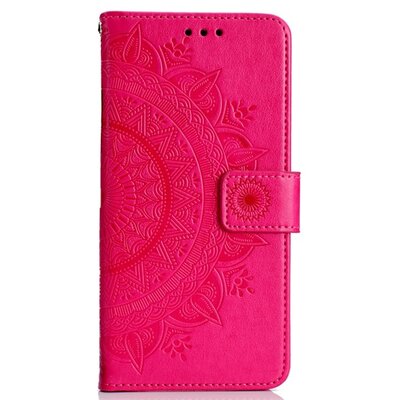 Tok álló, bőr hatású (FLIP, oldalra nyíló, asztali tartó funkció, csuklópánt, mandala minta) RÓZSASZÍN [Xiaomi Redmi Note 12 4G]