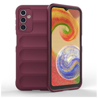 Szilikon telefonvédő (közepesen ütésálló, kamera védelem, 3D minta) BORDÓ [Samsung Galaxy A14 5G (SM-A146), Samsung Galaxy A14 4G (SM-A145)]