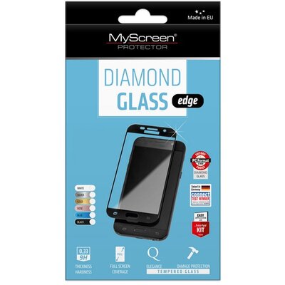 MYSCREEN DIAMOND GLASS EDGE képernyővédő üveg (2.5D, íves, karcálló, 0.33 mm, 9H) FEKETE [Honor 90 5G]