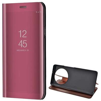 Tok álló (aktív FLIP, oldalra nyíló, asztali tartó funkció, tükrös felület, Mirror View Case) RÓZSASZÍN [Honor Magic5 Lite 5G]