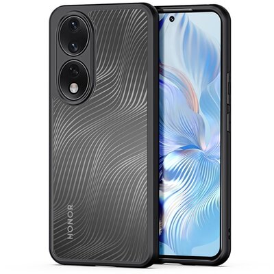 DUX DUCIS AIMO műanyag telefonvédő (közepesen ütésálló, szilikon keret, kamera védelem, matt, hullám minta) FEKETE [Honor 90 5G]