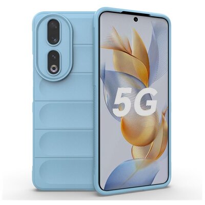 Szilikon telefonvédő (közepesen ütésálló, kamera védelem, 3D minta) VILÁGOSKÉK [Honor 90 5G]