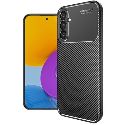 Szilikon telefonvédő (közepesen ütésálló, légpárnás sarok, karbon minta) FEKETE [Samsung Galaxy A54 5G (SM-A546)]