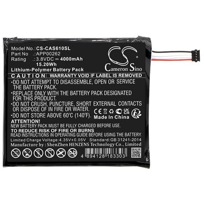 CAMERON SINO CS-CAS610SL CAMERON SINO Li-Polymer akkumulátor (3,8V / 4000mAh, CAT APP00262 kompatibilis) FEKETE