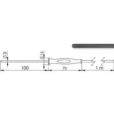 Greisinger GF 1T-T3-AA-BNC Merülő érzékelő -70 - +250 °C Érzékelő típus Pt1000