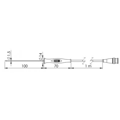 Greisinger GF 1T-E1.5 Beszúrós érzékelő -70 - 250 °C Érzékelő típus Pt1000