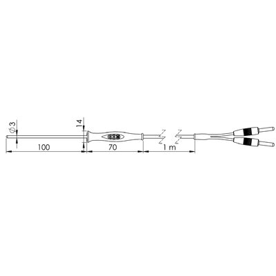 Greisinger GF1T-T3-B-BS Merülő érzékelő -70 - +250 °C Érzékelő típus Pt1000