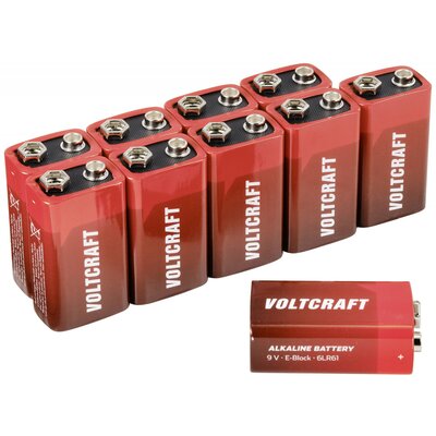 9V-os alkáli mangán elemkészlet 550 mAh 9 V 10 db, VOLTCRAFT 6LR61