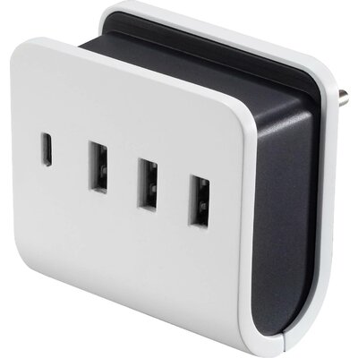 VOLTCRAFT VC-11374055 USB-s töltőkészülék Aljzat dugó Kimeneti áram (max.) 4.8 A 4 x USB, USB-C® alj