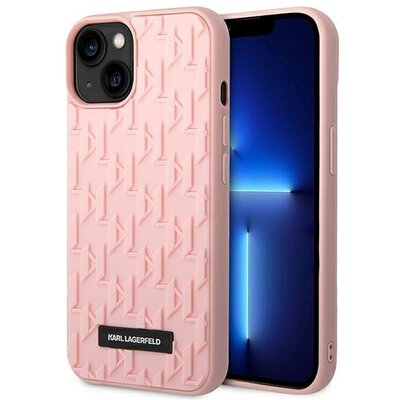 Eredeti tok KARL LAGERFELD KLHCP14MRUPKLPP for iPhone 14 PLUS (3D Rubber Case Monogram Pattern Metal Plate / pink)