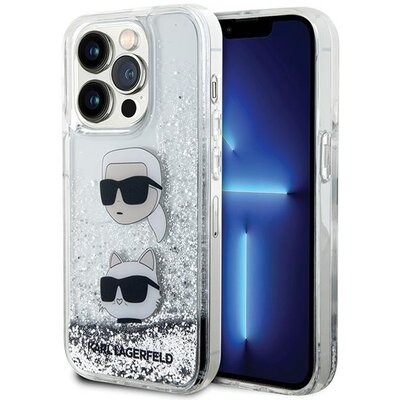 Eredeti tok KARL LAGERFELD KLHCP14LLDHKCNS for iPhone 14 Pro (Liquid Glitter KC / white)