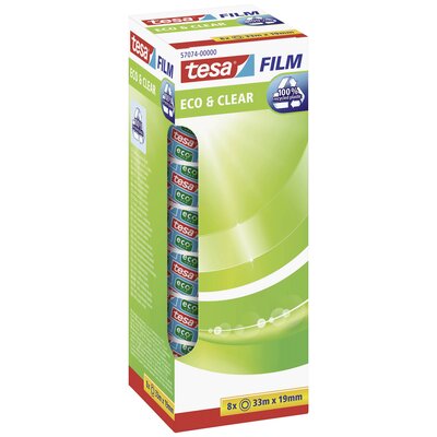 tesa 57074-00000-01 tesafilm Eco & Clear Átlátszó (H x Sz) 33 m x 19 mm 8 db