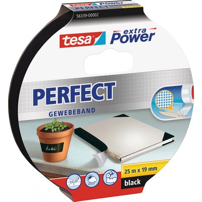 tesa PERFECT 56339-00002-01 Szövet ragasztószalag tesa® extra Power Fekete (H x Sz) 25 m x 19 mm 1 db