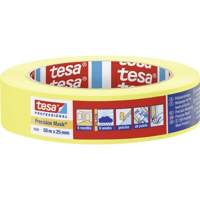 tesa PRECISION 04334-00001-00 Krepp szalag Präzisionskrepp® Sárga (H x Sz) 50 m x 25 mm 1 db