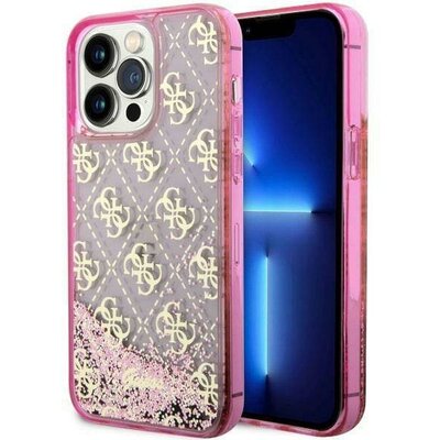 Eredeti tok GUESS GUHCP14LLC4PSGP for iPhone 14 PRO (Liquid Glitter 4G Translucent / pink)