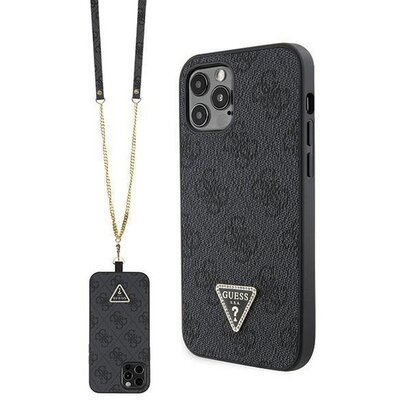 Eredeti tok GUESS GUHCP12MP4TDSCPK for iPhone 12 / 12 PRO (Metal Logo Starss Crossbody / black)