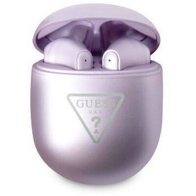 Bluetooth fülhallgató Stereo TWS GUESS with docking station GUTWST82TRU (Triangle Logo / purple)