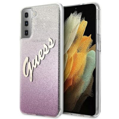 Eredeti tok GUESS GUHCS21MPCUGLSPI for Samsung S21 Plus (Glitter Gradient Script / pink)