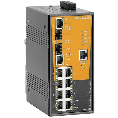 Ipari Ethernet switch 10/100/1000 MBit/s, Weidmüller 2740420000 IE-SW-AL10M-8TX-2GC