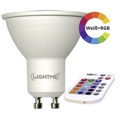 LightMe LM85190-2 LED EEK G (A - G) GU10 Reflektor 4.5 W = 28 W RGBW (Ø x H) 50 mm x 57 mm Színváltó, Dimmelhető, Távirányítóval 1 db