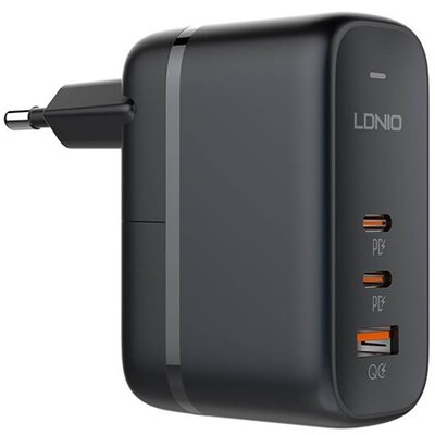 LDNIO Q366 LDNIO Q366 hálózati töltő USB / 2 Type-C aljzat (5V / 3A, 65W, GaN, PD gyorstöltés támogatás) FEKETE