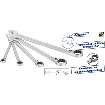 Hazet 606/5 Racsnis gyűrűs csavarkulcs készlet 5 részes 8 - 19 mm