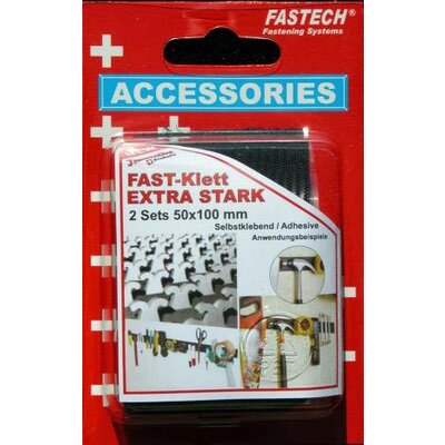 FASTECH® 730-330-2C Tépőzár Felragasztáshoz forró olvadék Bolyhos és horgos fél, Extra erős (H x Sz) 100 mm x 50 mm Fekete 2 pár