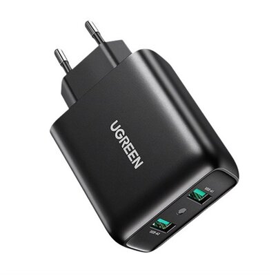 UGREEN CD161 UGREEN hálózati töltő 2 USB aljzat (5V / 3A, 18W, PD gyorstöltés támogatás) FEKETE