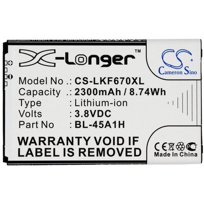 CAMERON SINO CS-LKF670XL CAMERON SINO Li-Ion akkumulátor (3.8V/2300mAh, LG BL-45A1H kompatibilis)