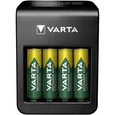 Varta LCD Plug Charger+ 4x 56706 Hengeres akku töltő NiMH Mikro (AAA), Ceruza (AA), 9 V-os