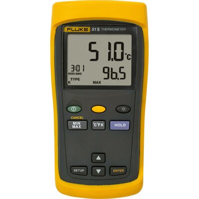 Fluke 51 II Hőmérséklet mérőműszer Kalibrált (ISO) -250 - +1372 °C Érzékelő típus J, K, T, E