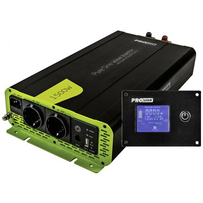 ProUser Inverter PSI1500TX 1500 W 12 V - 230 V/AC Távirányítóval, USV funkció, Hálózati előtét kapcsolás