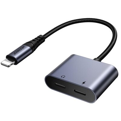 JOYROOM SY-L02 JOYROOM audió adapter és töltőkábel (elosztó, 2 lightning aljzat - lightning, cipőfűző, DAC) FEKETE