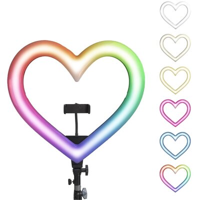 Led RING / Heart Stream RGB lámpa 10 hüvelykes mobiltartóval + állvány JM26-10