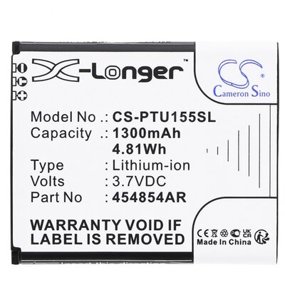 CAMERON SINO CS-PTU155SL CAMERON SINO Li-Ion akkumulátor (3,7V/1300mAh, Panasonic 454854AR kompatibilis) FEKETE