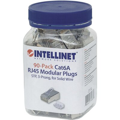 Intellinet Intellinet 90-pack Cat6A RJ45 moduláris csatlakozó STP hárompontos vezetékes érintkező a szilárd vezetékű 90-ös csatlakozóhoz a csészében 790680