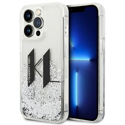 Eredeti tok KARL LAGERFELD KLHCP14LLBKLCS for iPhone 14 PRO (Liguid Glitter Big KL Logo / silver)