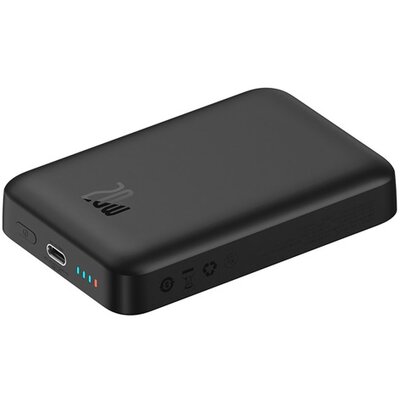 BASEUS PPCX070001 BASEUS MAGNETIC MINI OS vésztöltő Type-C aljzat (10000mAh, 20W, PD gyorstöltő, wireless, MagSafe + Type-C kábel) FEKETE [Motorola Moto G24]