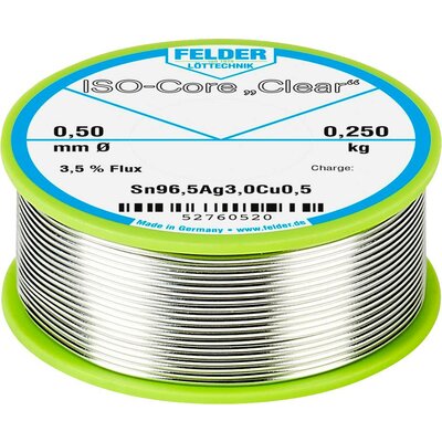 Felder Löttechnik ISO-Core Clear SAC305 Forrasztóón Tekercs Sn96,5Ag3Cu0,5 0.250 kg 0.5 mm