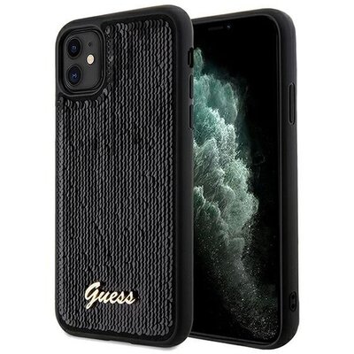 Eredeti tok GUESS GUHCN61PSFDGSK for iPhone 11 (Sequin Script Metal / black)