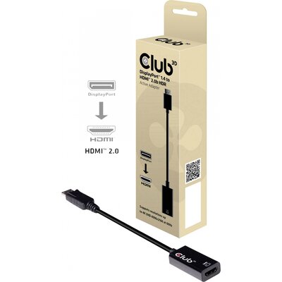 club3D CAC-1080 Kijelző csatlakozó Átalakító [1x DisplayPort dugó - 1x HDMI alj] Fekete