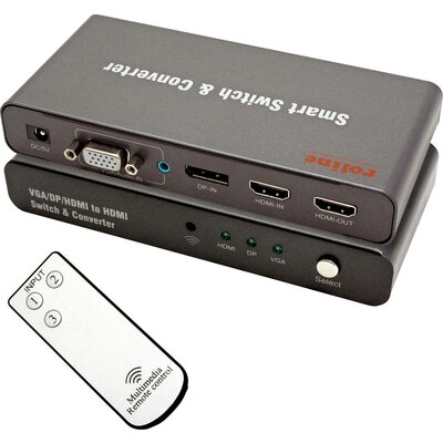 Roline 14.01.3568 HDMI / Kijelző csatlakozó / VGA Átalakító [1x HDMI®, DisplayPort, VGA - 1x HDMI®] Fekete m